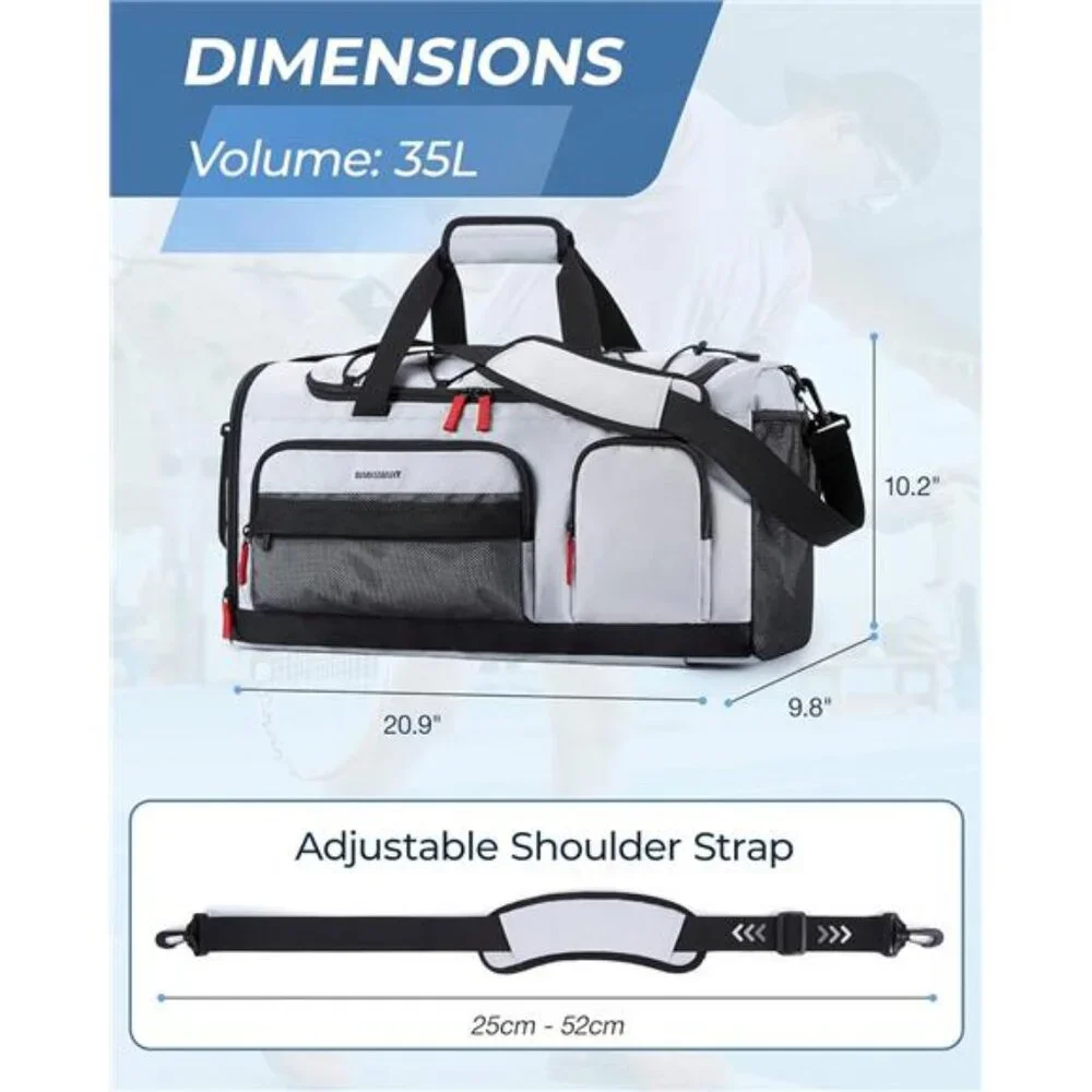 Gym Bag for Women & Men, 35L Sports Travel Duffel Bag with Shoe Compartment